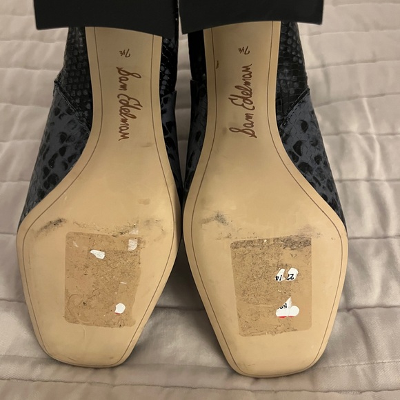 Sam Edelman Codie Snakeskin Block Heel Square-Toe Boots 7.5M great condition - Picture 4 of 5